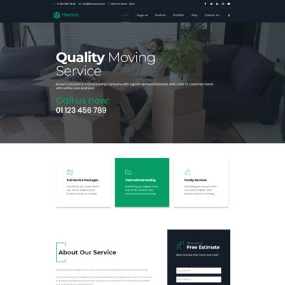 WordPress theme for local movers company