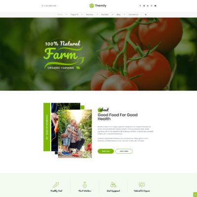 Free WordPress theme for organic farming and plants growing