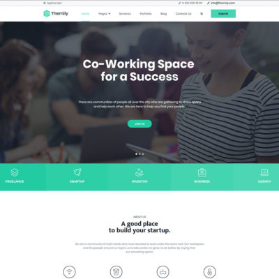 free coworking space WordPress theme